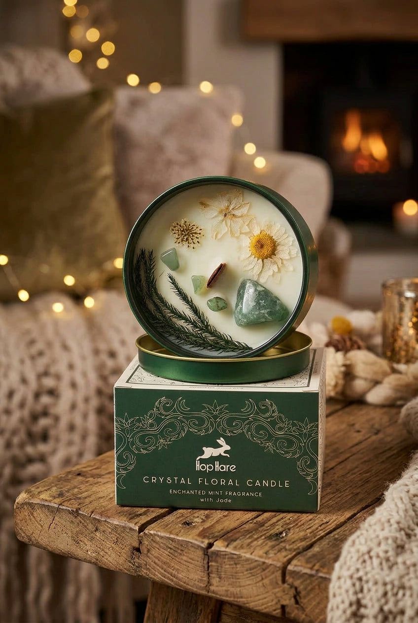 Hop Hare Crystal Magic Flower Candle – The Magician (Jade Crystal Candle) | CardsAmoreStore