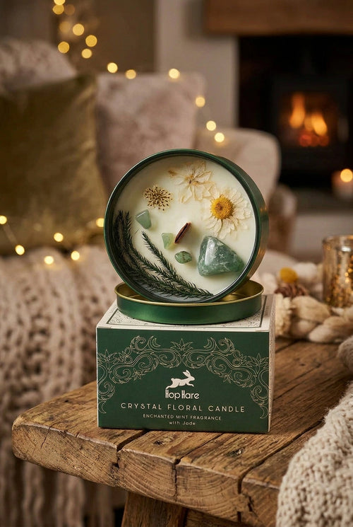 Hop Hare Crystal Magic Flower Candle – The Magician (Jade Crystal Candle) | CardsAmoreStore