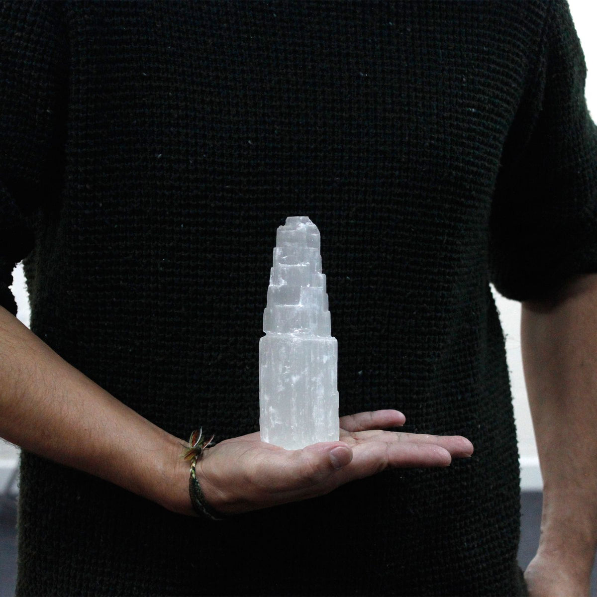 Natural selenite tower crystal – 15 cm polished white cleansing stone