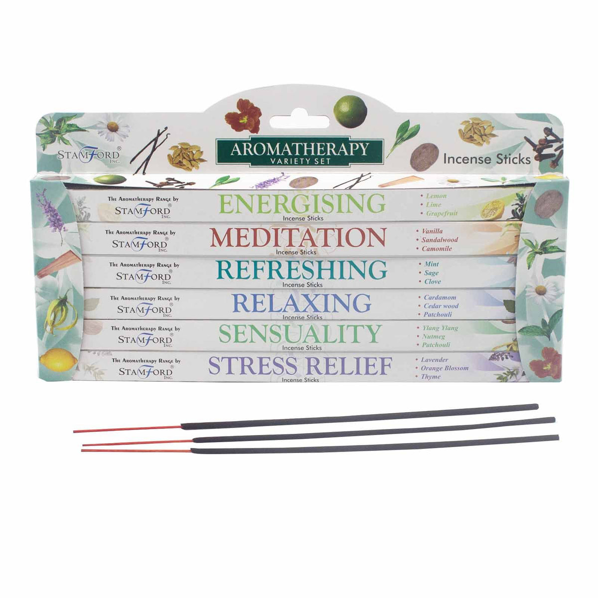 Stamford aromatherapy incense gift set with calming fragrance sticks