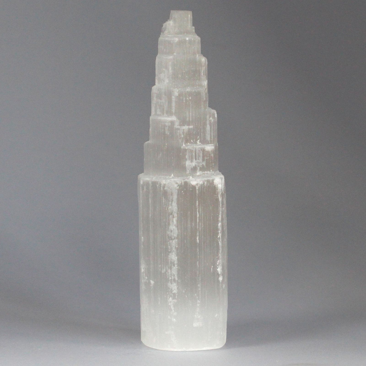 Natural selenite tower crystal – 20 cm polished white cleansing stone
