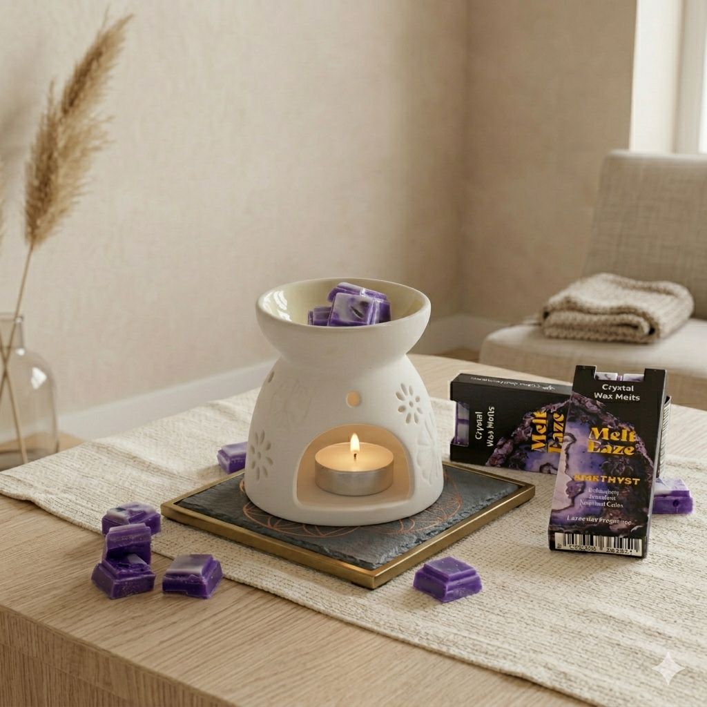 MeltEaze Wax Melts Amethyst Dream Lavender with Amethyst gemstones