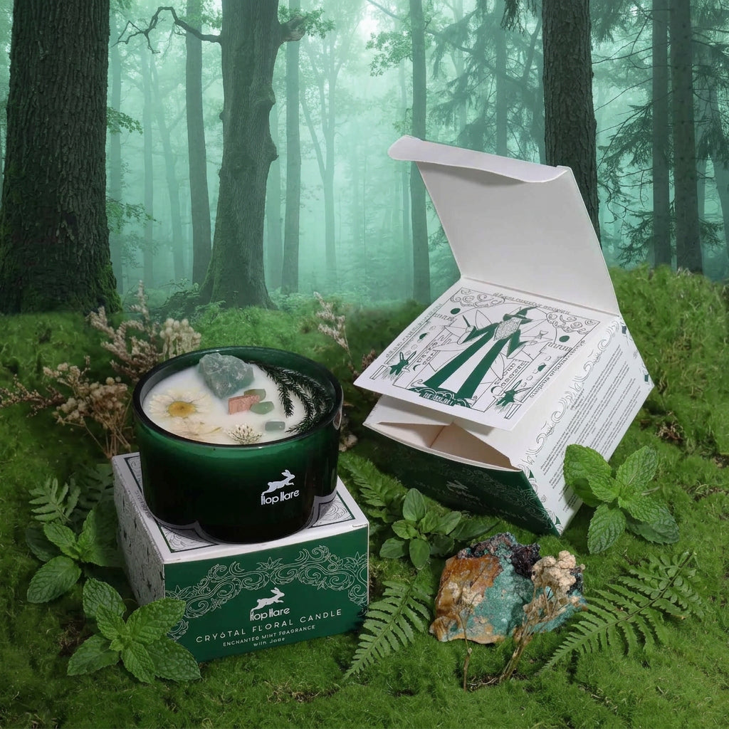 Hop Hare Crystal Magic Flower Candle – The Magician (Jade Crystal Candle) | CardsAmoreStore