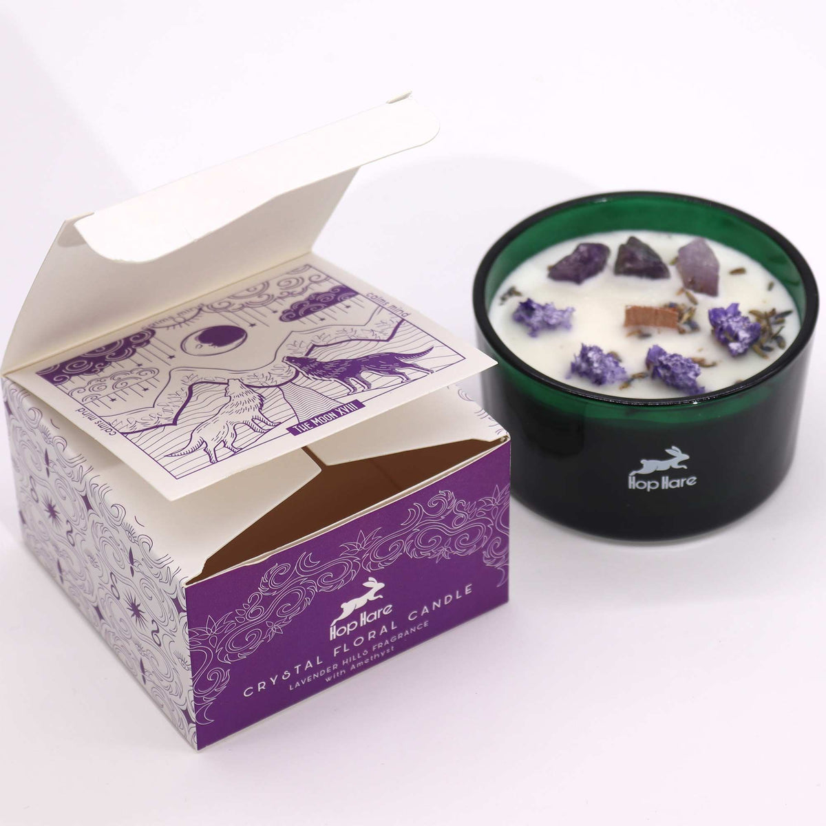  Moon (Amethyst Lavender Candle) Hop Hare Crystal Magic Flower Candle – The Moon (Amethyst Lavender Candle) | CardsAmoreStore