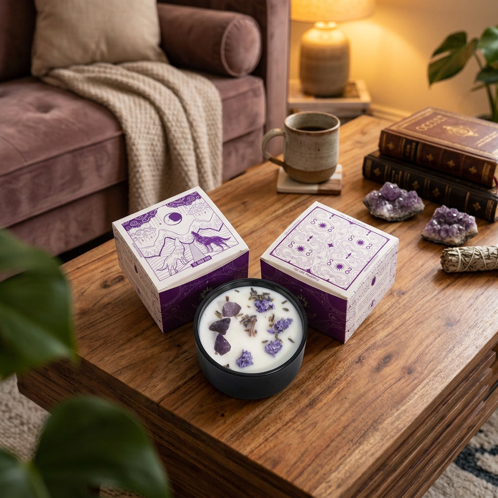  Moon (Amethyst Lavender Candle) Hop Hare Crystal Magic Flower Candle – The Moon (Amethyst Lavender Candle) | CardsAmoreStore