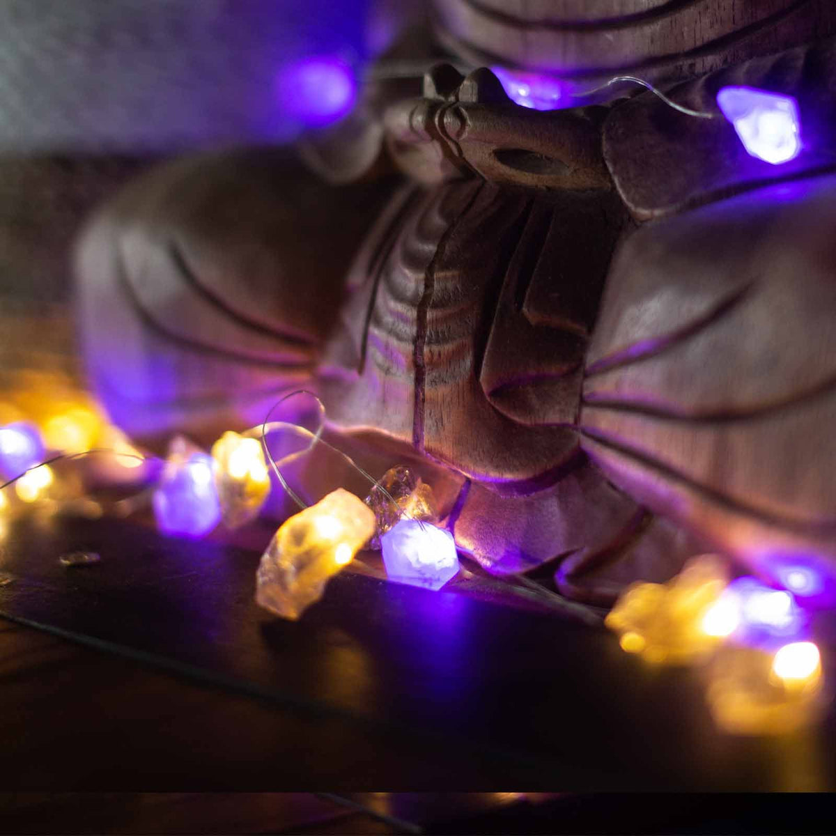 Mixed crystal LED fairy lights – multicolour gemstone string lights for calming décor