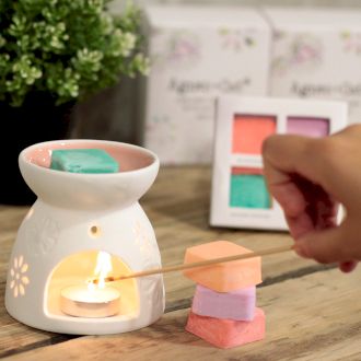 Agnes + Cat Wax Melter with Four Soy Wax Melts – Floral Ceramic Burner | CardsAmoreStore